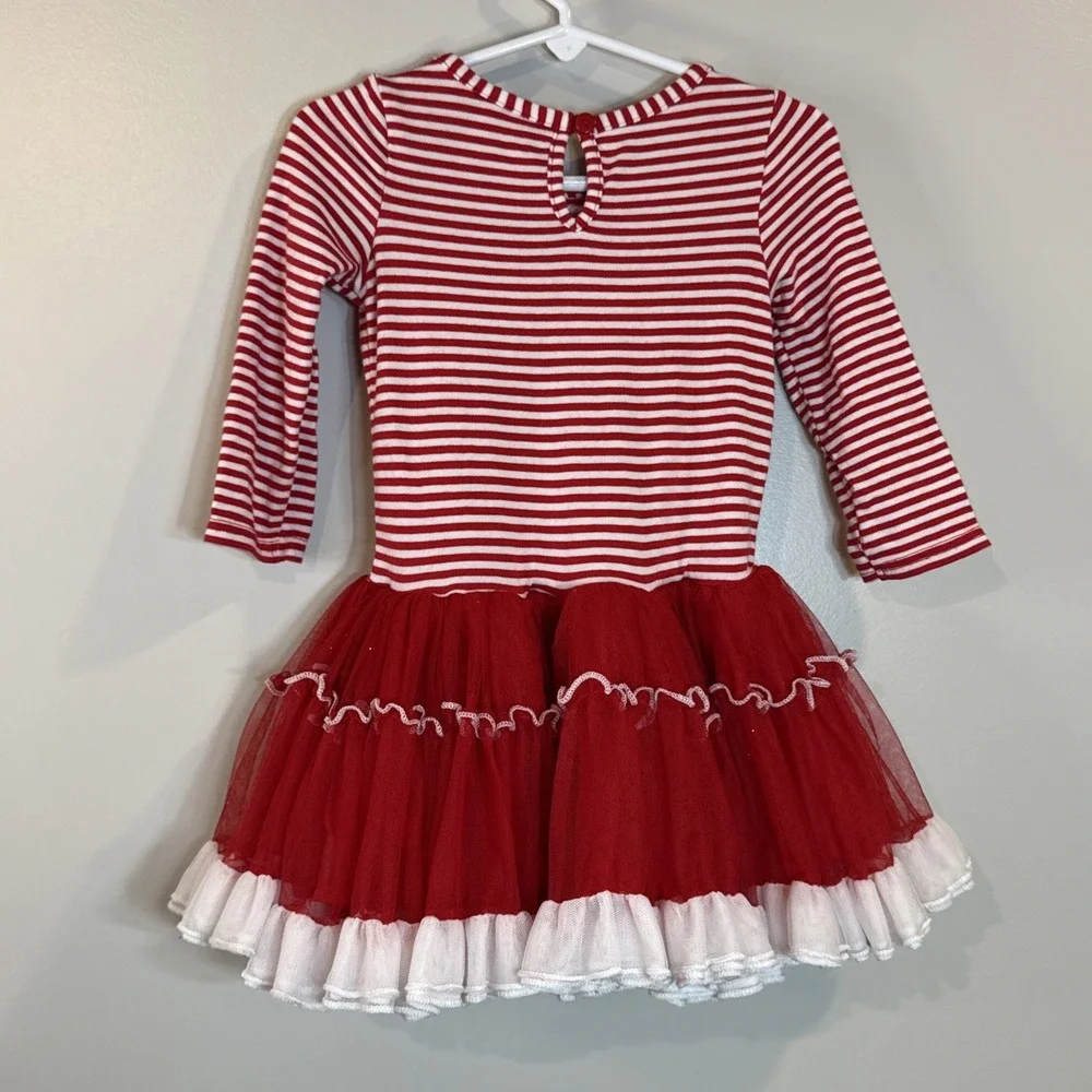 Emily Rose Christmas Dress Girls Sz 2T Santa Claus Tulle Tutu Red White‎ Striped